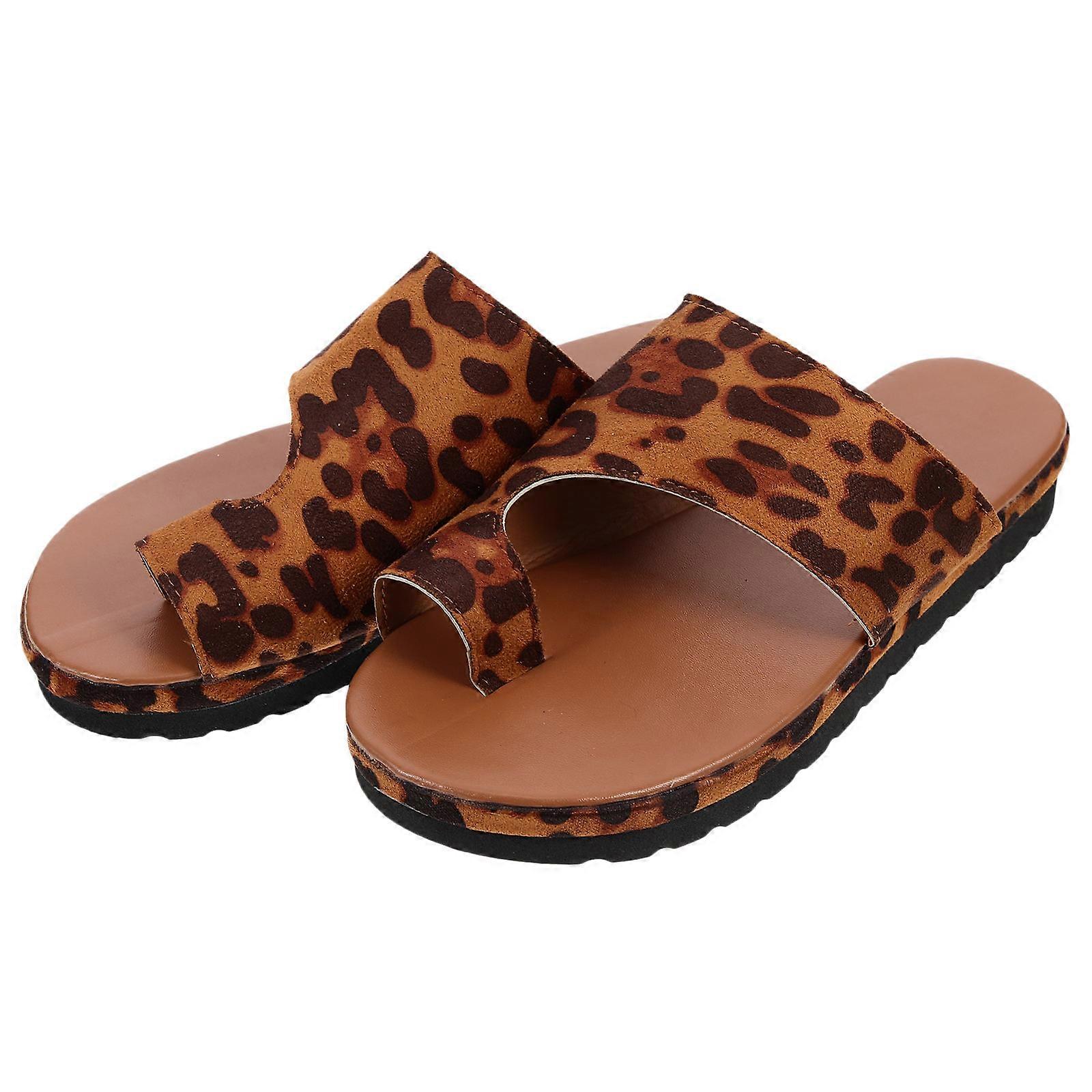 Comfortable Ladies Summer Sandals Open Toe Beach Style Women Leopard 23.6x8.3x2cm Breathable 1 Pair