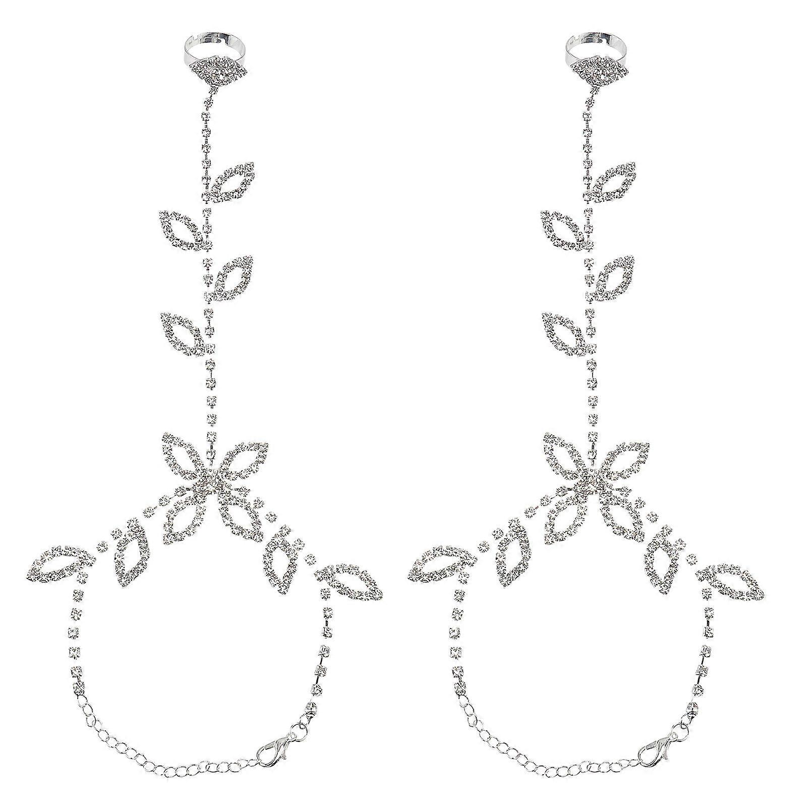 ラインストーンアンクルチェーンスタイリッシュな履物アクセサリー女性の友達のデイリーウェア2個