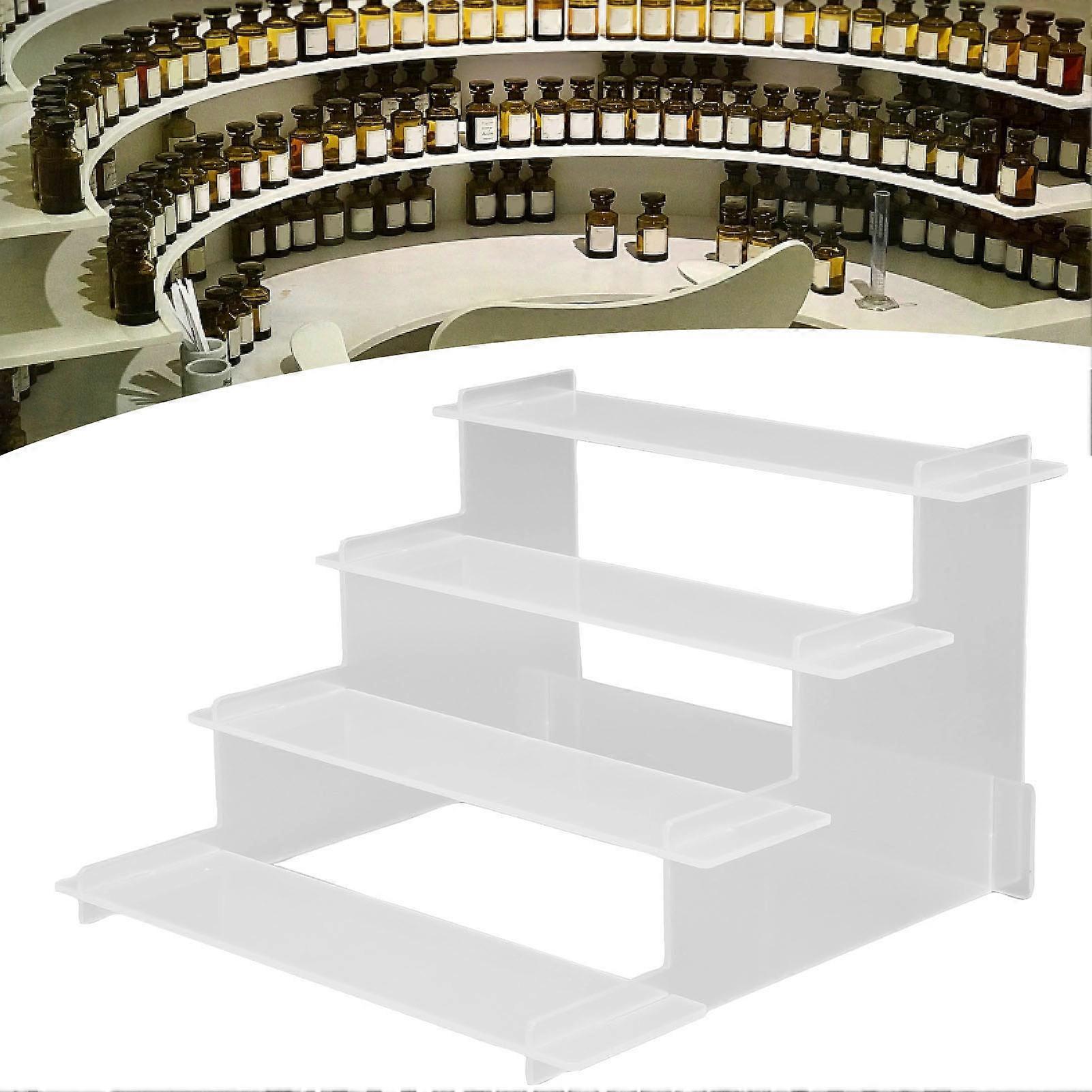 4 Tier Thickened Plastic Display Shelf 24x24x14.5cm White Stand