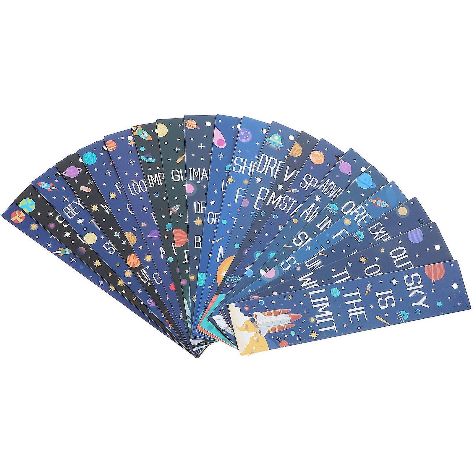 Kids Bookmarks Space Theme Cartoon Printing For Reading Study Rectangle 20Pcs
