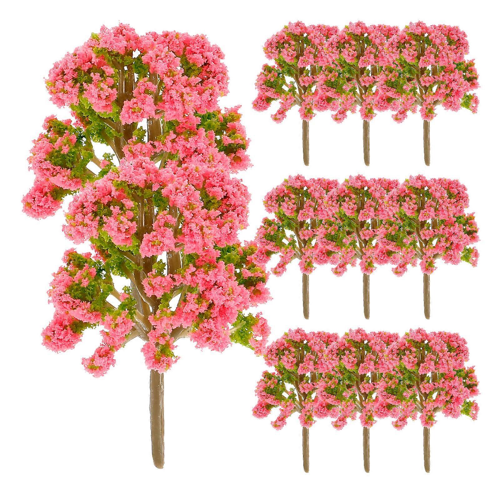 Miniature Model Tree Pink Small Tree Shape Landscaping Ornament 20Set