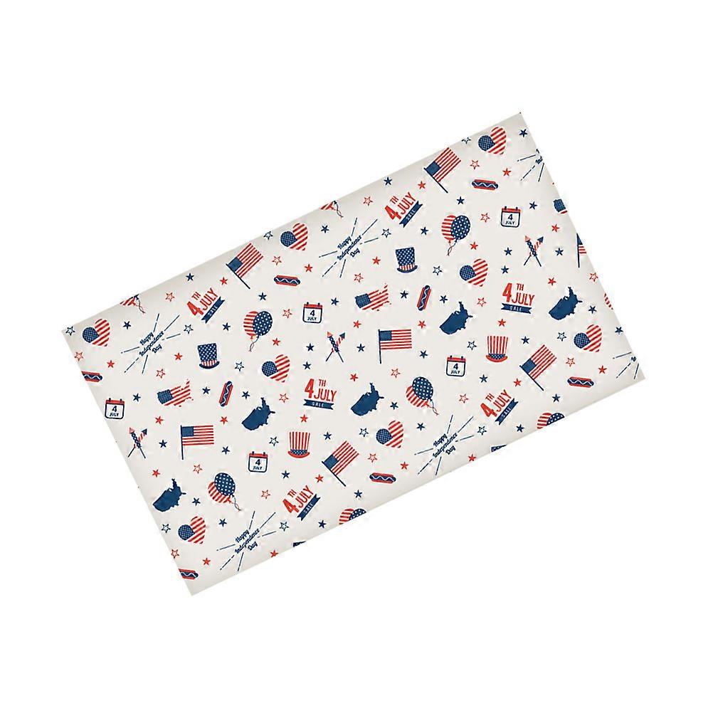 Oil-Proof Linen Tablecloth Independence Day Decorative Multi Color 140 x 100 cm Dustproof 1Pack