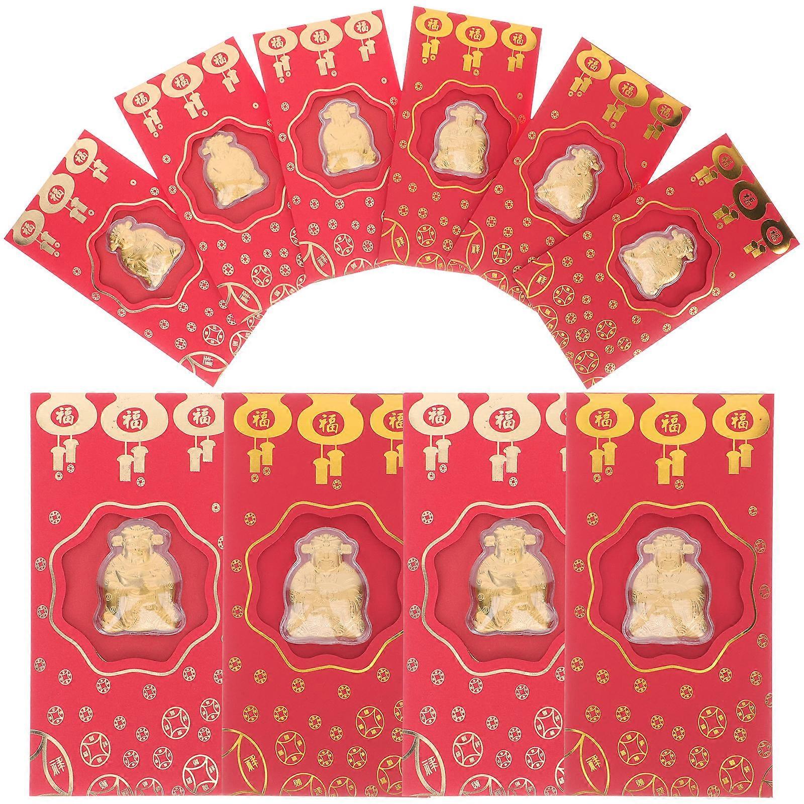 Traditional Chinese Red Envelopes Chinese New Year Supply Rectangular Shape present Container 10Pcs