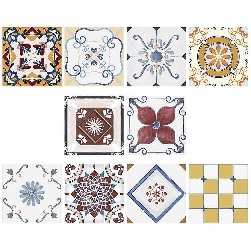 Waterproof Oil Proof Removable Decals Tile Sticker Home Renovation Assorted Color Square 10 Sheets