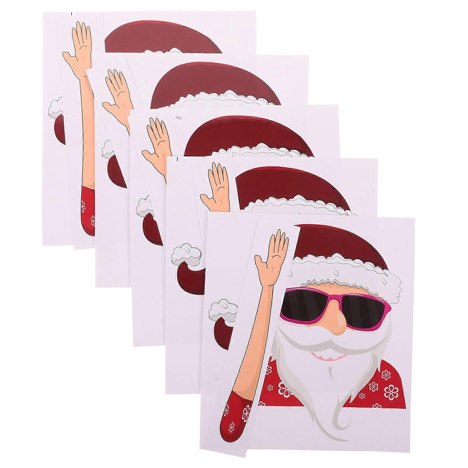 Car Bumper Stickers Santa Claus Wiper Stickers Self-Adhesive Christmas Car Decorations Assorted Color 5Pcs