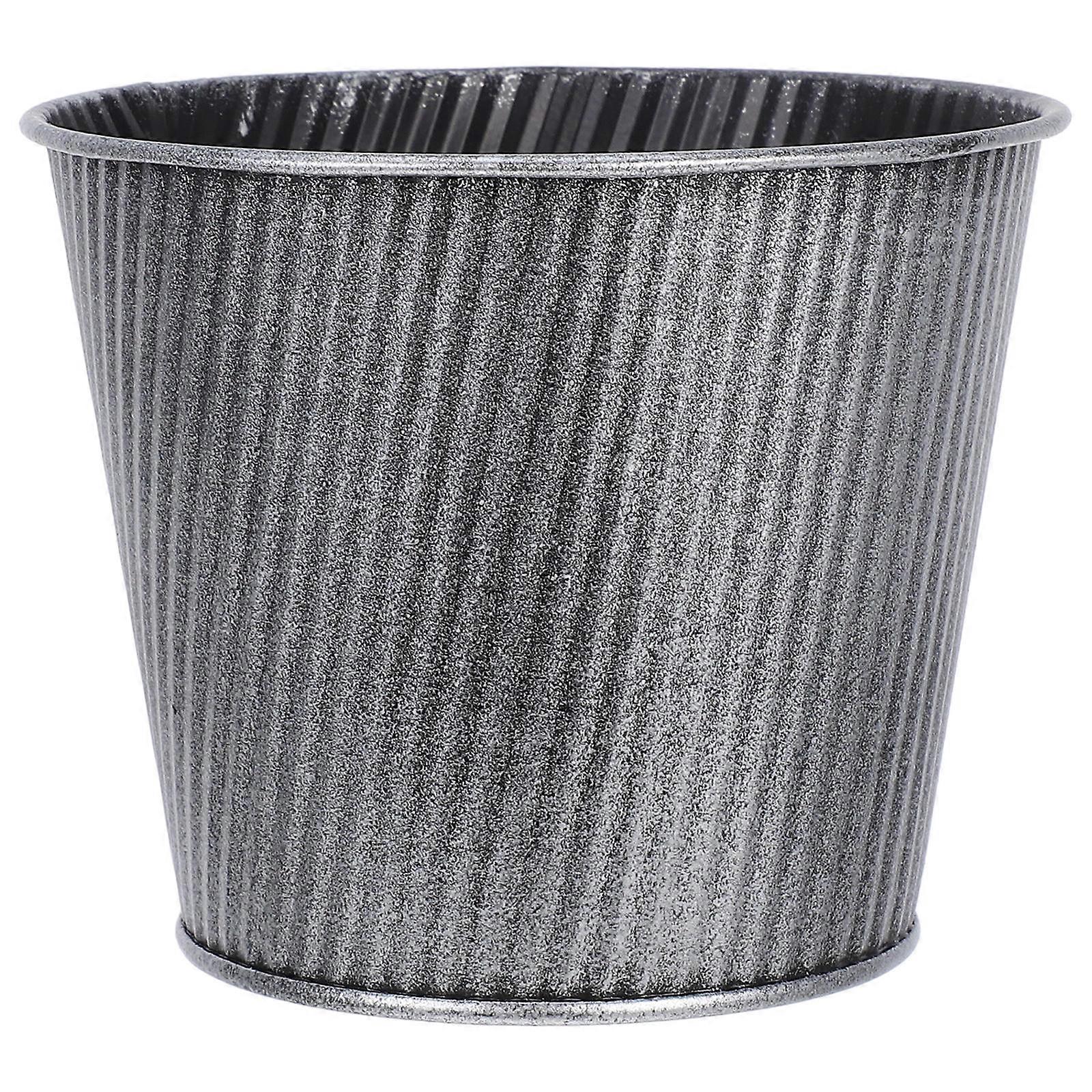 Succulent Pot Small Desktop Trash Can Home Owners Silver 1Set