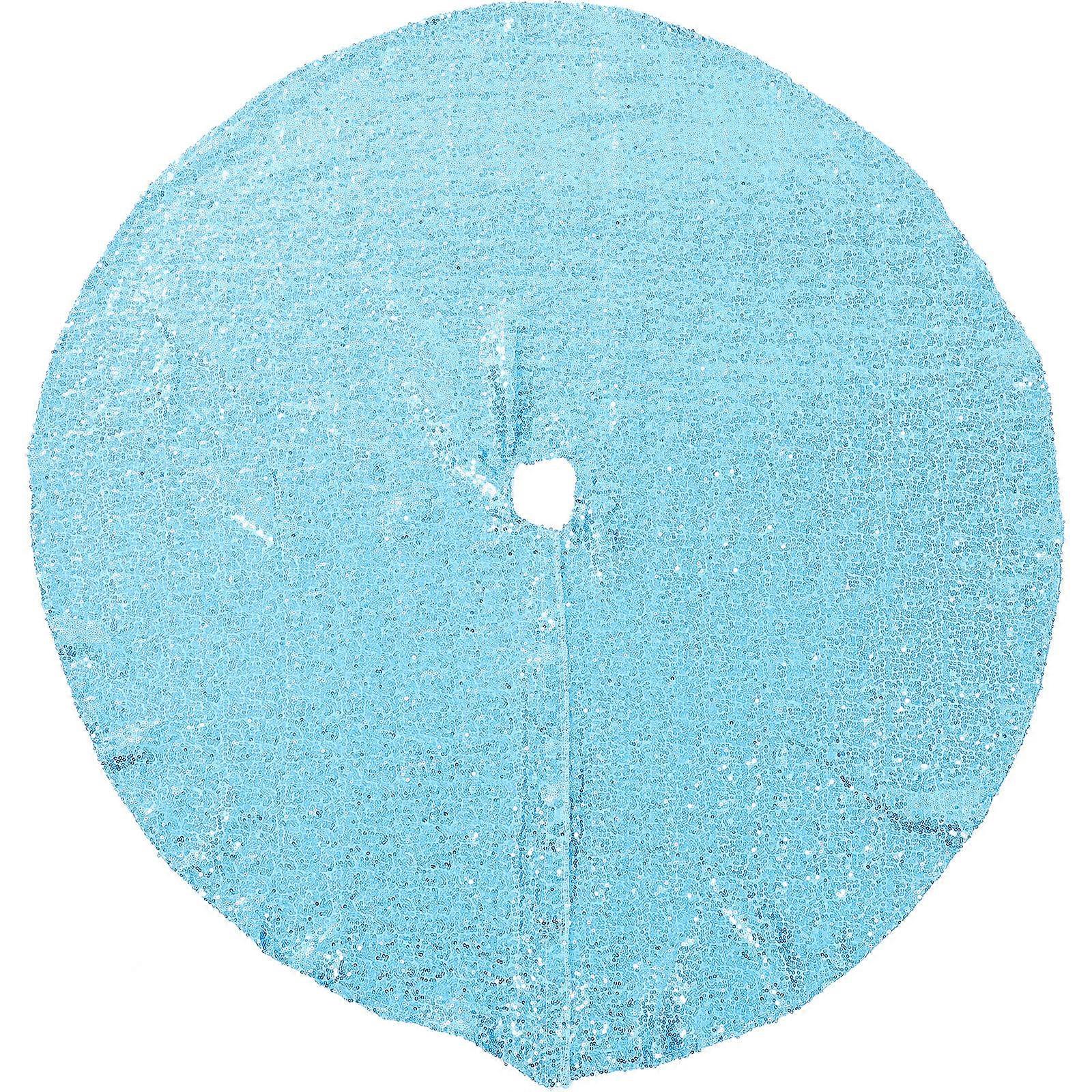Round Sequin Tree Skirt Blue 91cm Christmas Celebration Home Decoration Accessory 1Pack