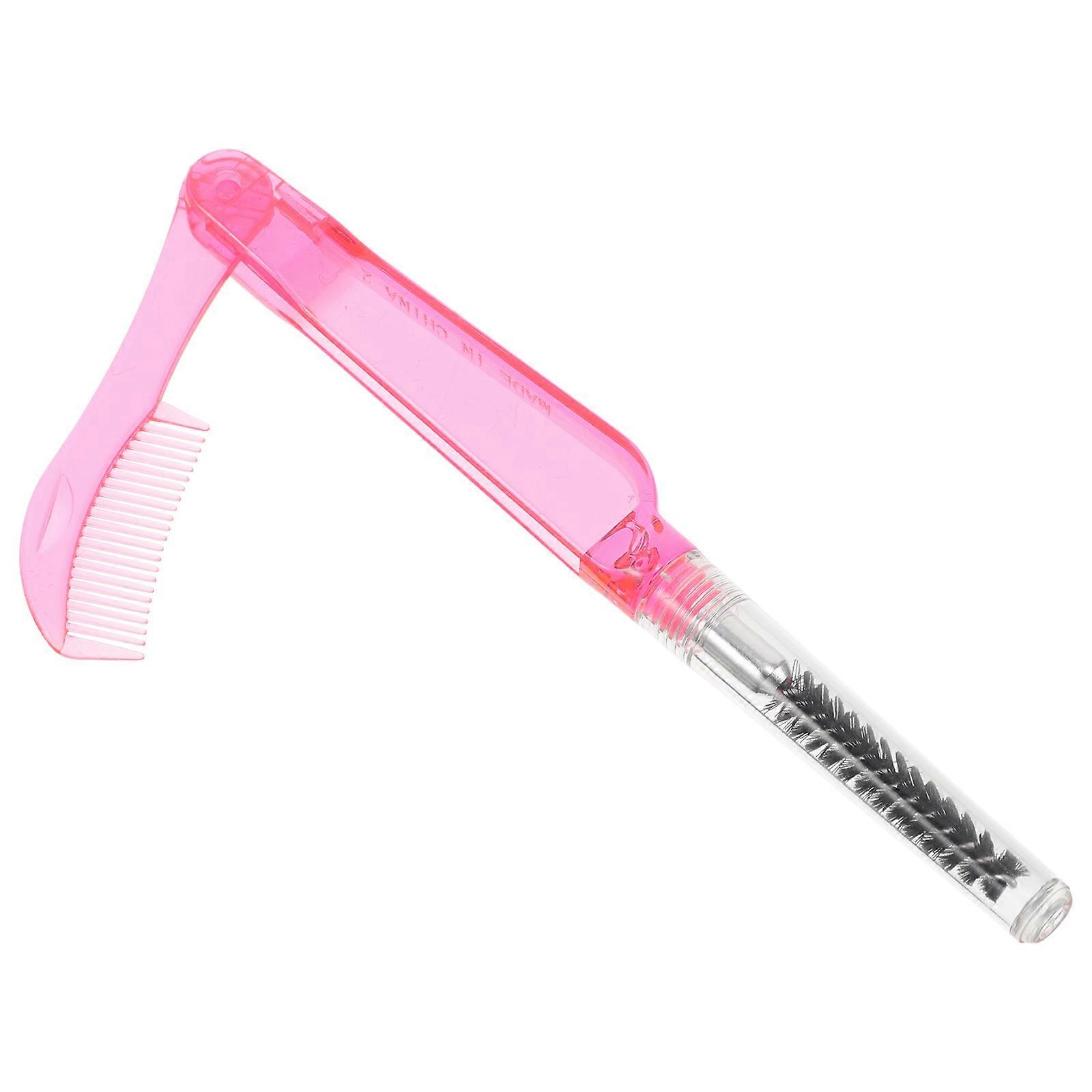 Folding Eyelash & Brow Grooming Tool with Applicator – Compact, Durable Design for Natural Makeup Look for Women – Transparent Red