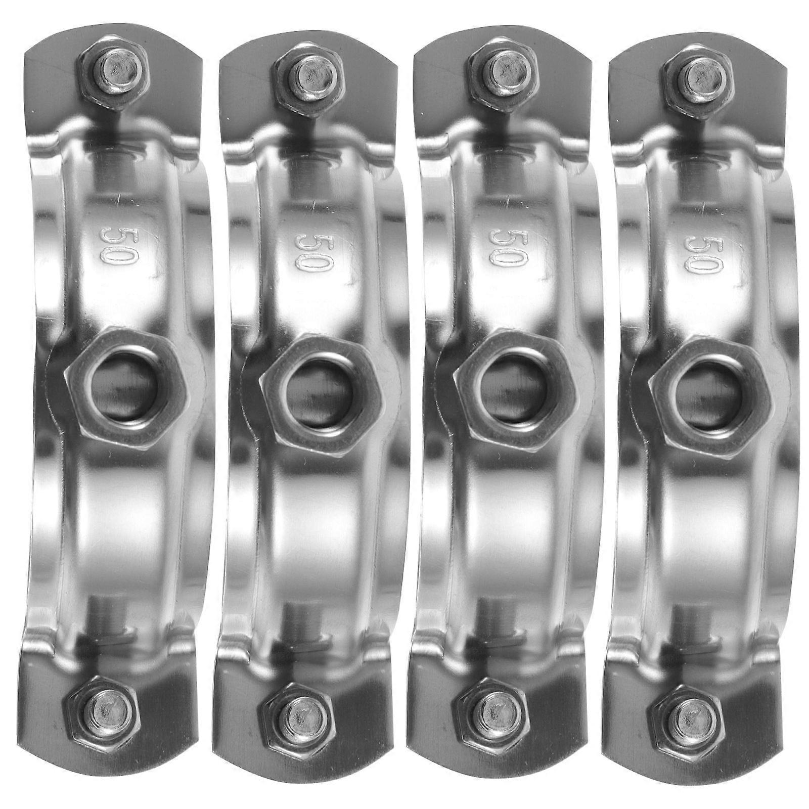 Metal Clamps Heavy Duty Pipe Clamp Corrosion Resistance Various Projects Silver 4Pcs