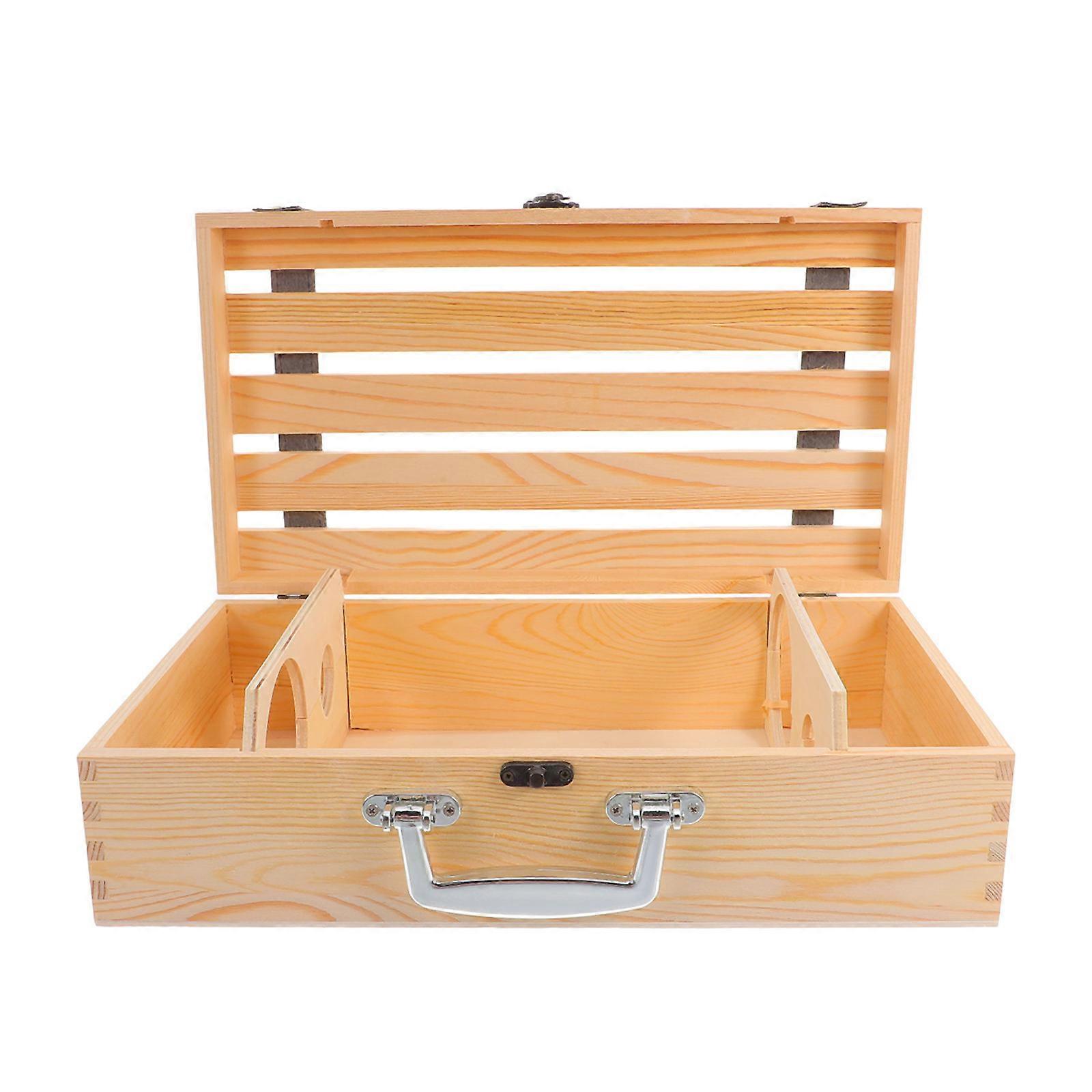 European Style Wooden Storage Box with Handle, Portable Packing Box for Parties, Housewarmings, Weddings