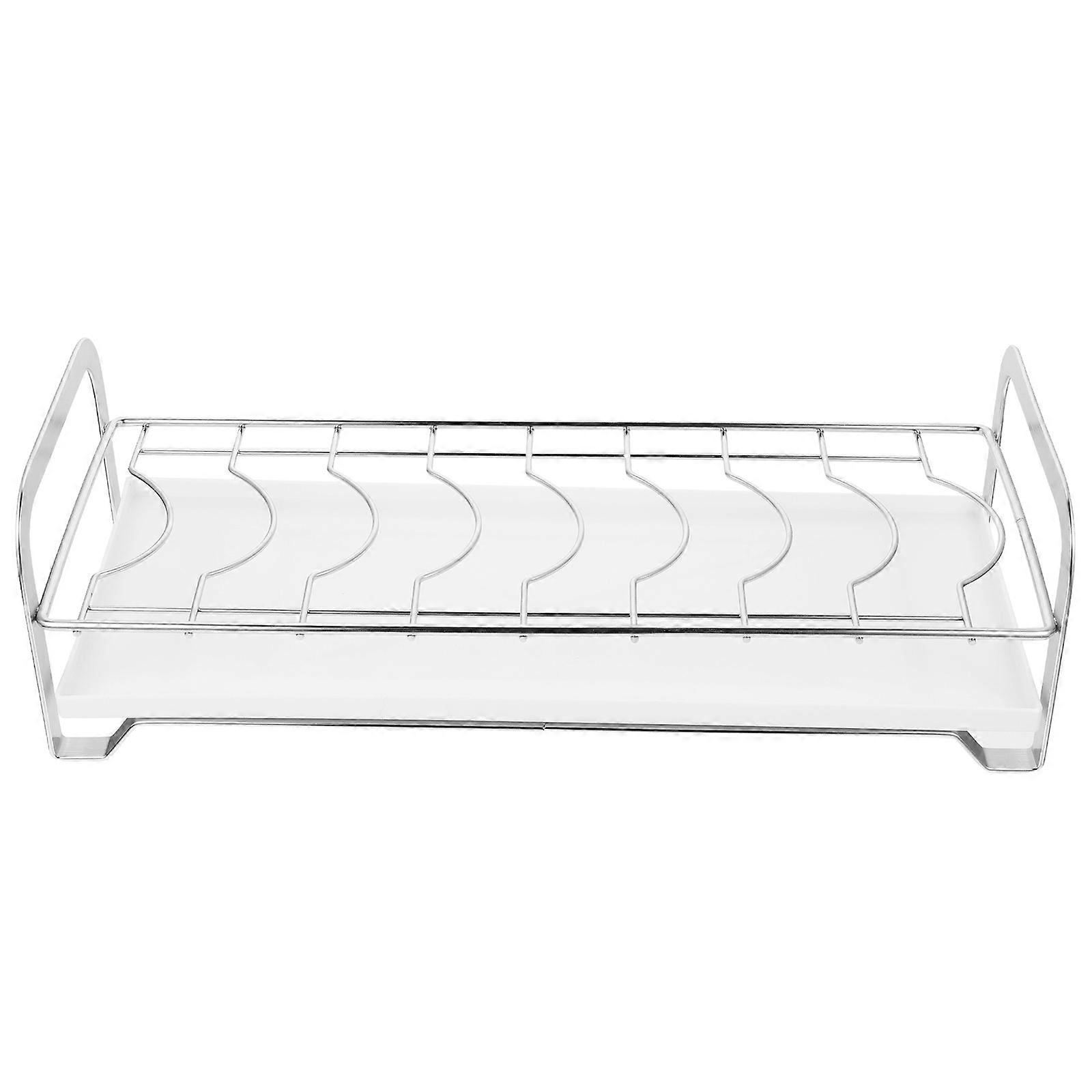 Stainless Steel Dish Rack Kitchenware Drainage Storage Silver Rectangular Multi-Functional 1Set