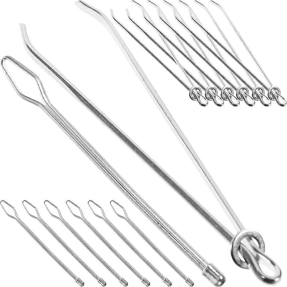 Drawstring Threading Tool Sewing Thread Apparatus Home Use Silver 1X1X8.3CM Threading 30Pcs