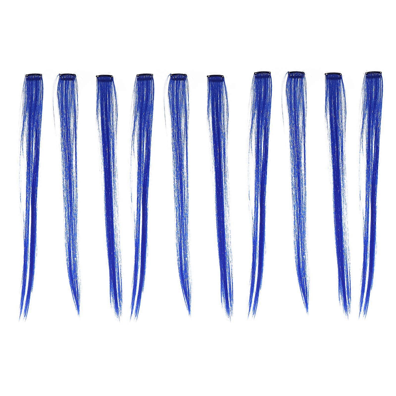 Blue Hair Extensions for Decor Made of High Temperature Fiber Glamorous for Parties