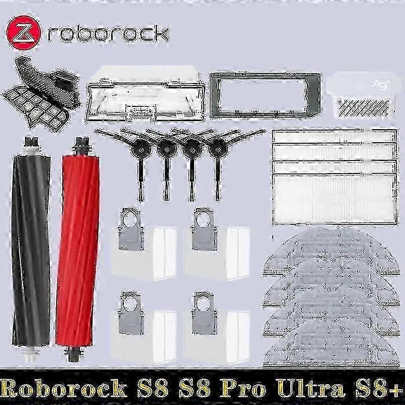 Roborock S8 S8 Pro Ultra S8 + قطع غيار فراغ الروبوت فرش الجانب الرئيسي أقمشة ممسحة مرشحات Hepa أكياس الغبار اكسسوارات بوريس