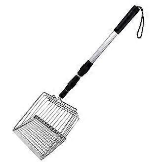 Practical Cats Litter Sifting Litter Scooper With Telescopic Handle Efficient Cleaning Tool Sifting Shovel for Chicken Coops  Silver