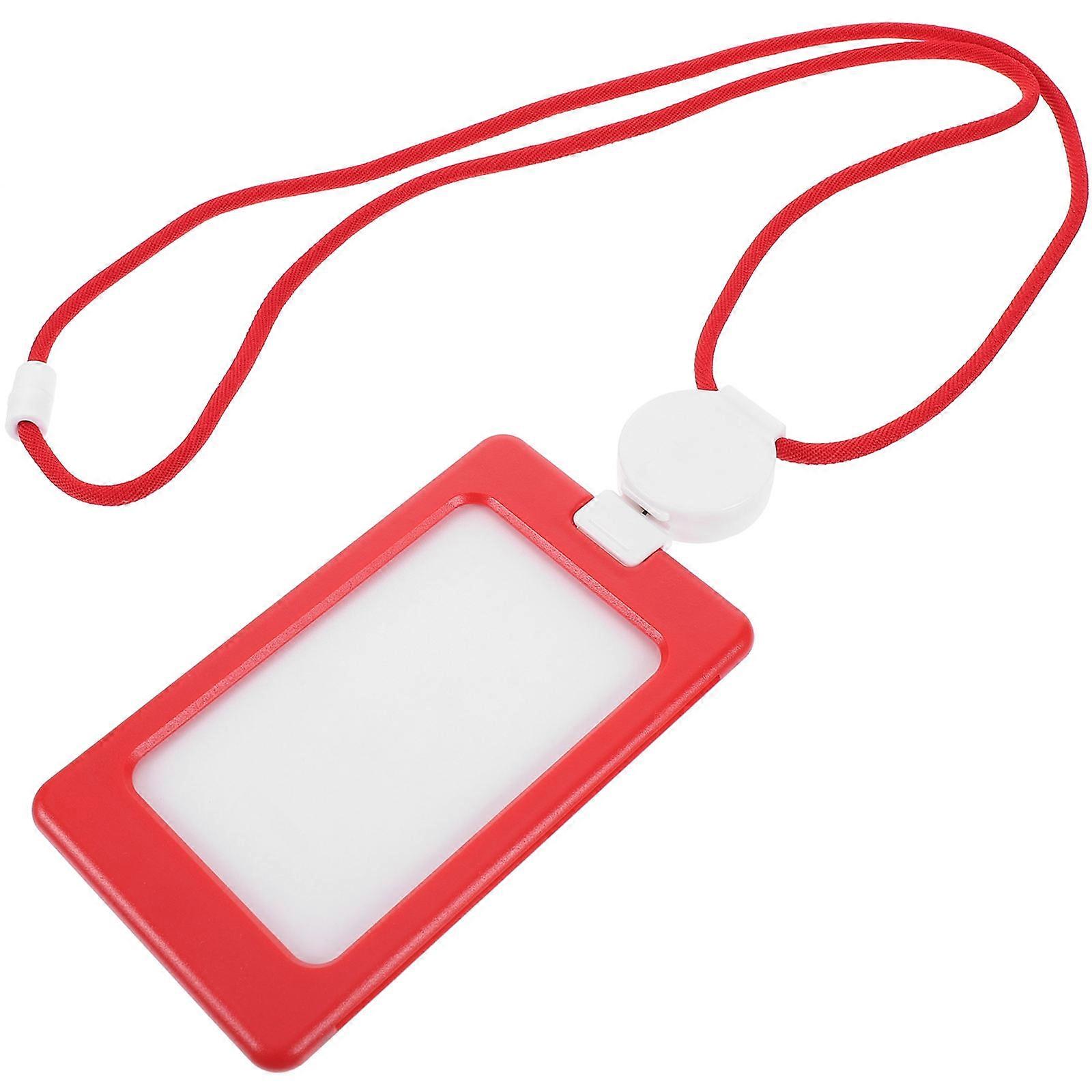 Protective Card Sleeve ID Card Holder Work Card Protector Hanging Case with Lanyard for Office Use 1Pcs