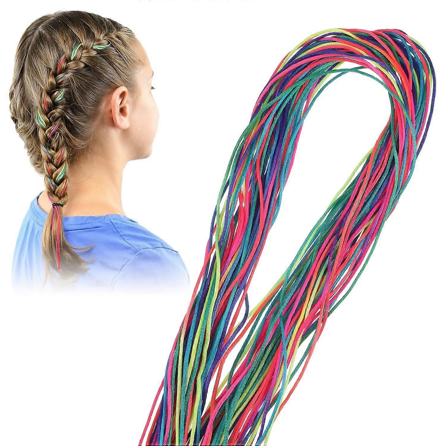2025 Latest Model 48 Pcs Hair Strings for Braids, Colorful Hair String Yarn for