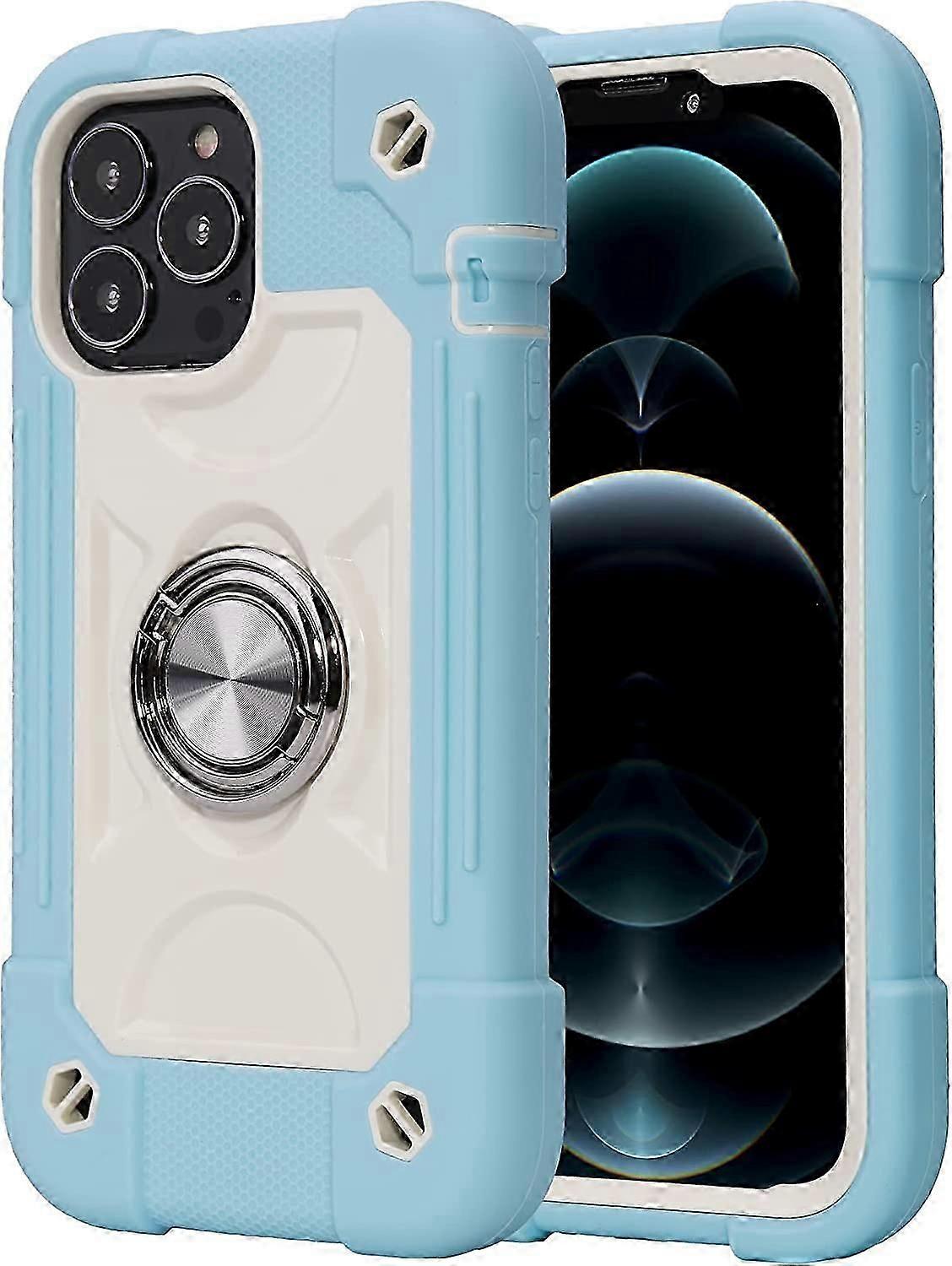 Compatible for iPhone 13 pro max Case with Stand, Heavy-Duty Military Grade Shockproof Phone Cover with Adjustable Ring Kickstand for iPhone 6.7 2021