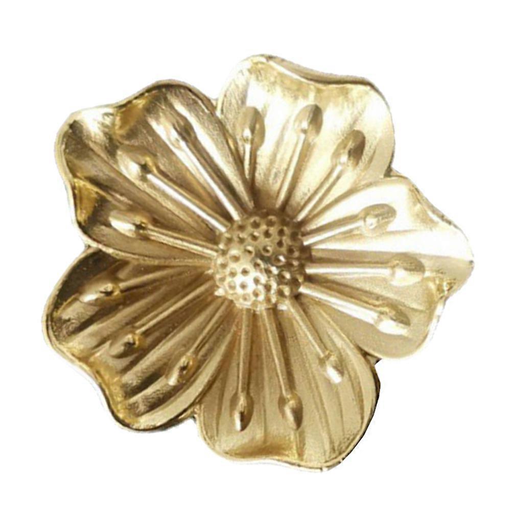 Brass Flower Door Pull Handle for Decor Golden Cabinet Knob Easy Install Durable Design 1pc