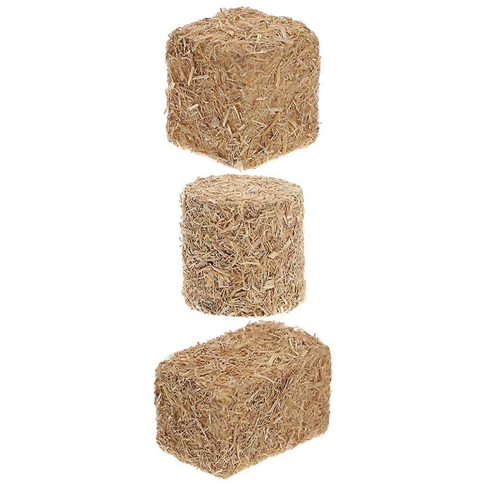 3pcs Mini Hay Bales for Crafts, Decorative Autumn Harvest Table Centerpieces, Realistic Mini Haystacks for Farm Theme Decor, Easy to Clean