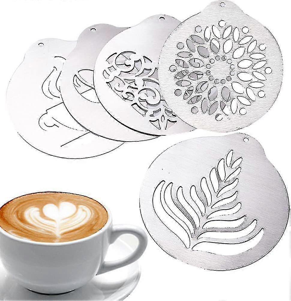 5 buc șabloane de cafea, șabloane DIY din oțel inoxidabil -