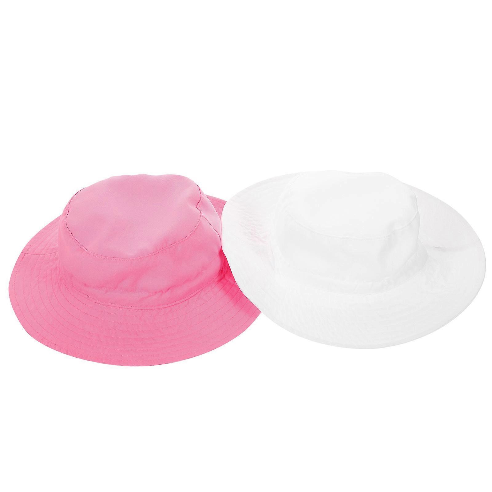 Kids Fisherman Hat Adjustable Sun Protection For Beach And Vacation White Color 2Pcs