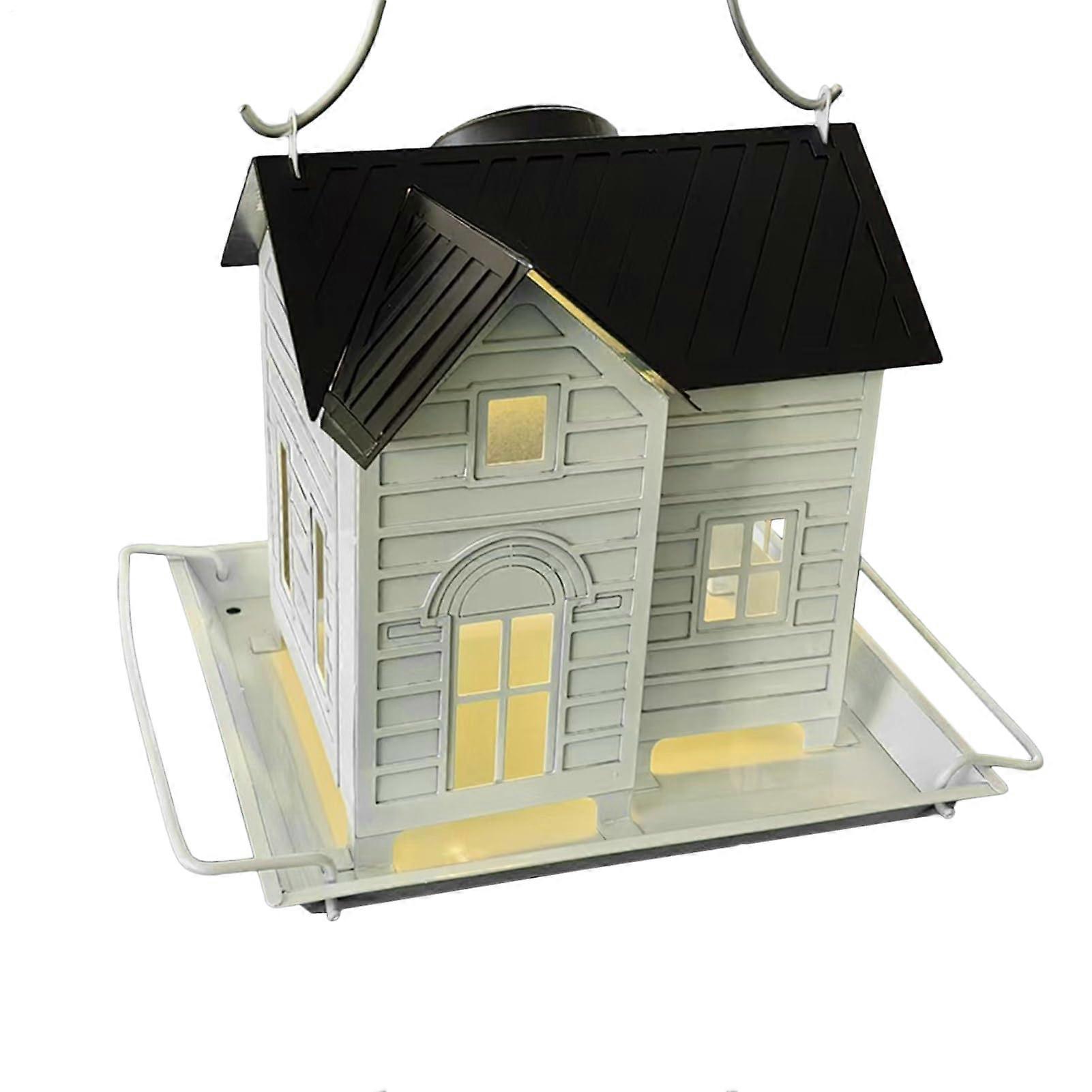 Solar Hummingbird Feeder, decorative metal finch feeder with solarpowered light Bluebird Food Feeding Container for garden