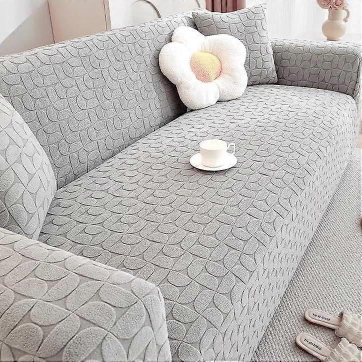 1 2 3 4 5 Sitzer Sofabezug Luxus Dicker Samt Couchbezug Grau 1-Sitzer 90-140cm Stretch Möbelschutz Liegestuhlbezug