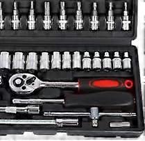 Socket Set 2-Piece 46-Piece 1/4-Inch Ratchet Set Compact For Car And DIY