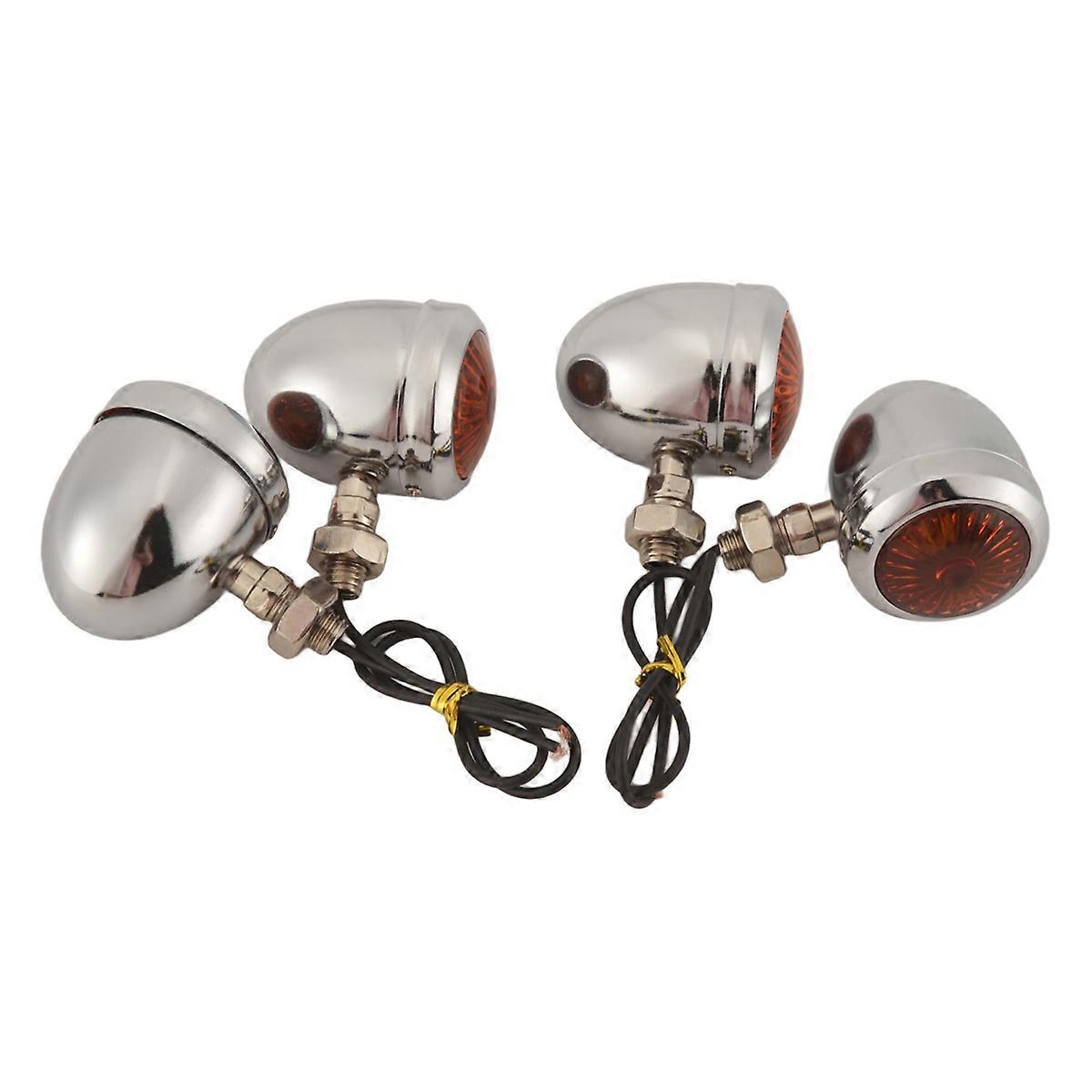4Pc Chrome Motorcycle Turn Signal Light Led Motor Lamp Bulb