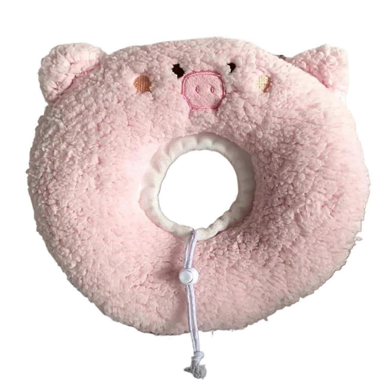 Collar for Cats Pet Circle Collar, Plush, Soft Rabbit Collar, CatDog Collar (Pink Pig, S)