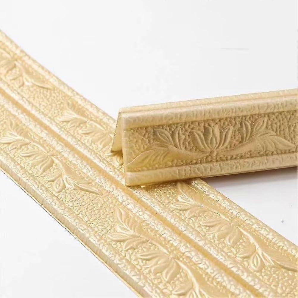 3D Foam Molding Strip, Waterproof Decorative Trim for DIY Projects, Gold Color, Easy to Install, Home Renovation Accessory
