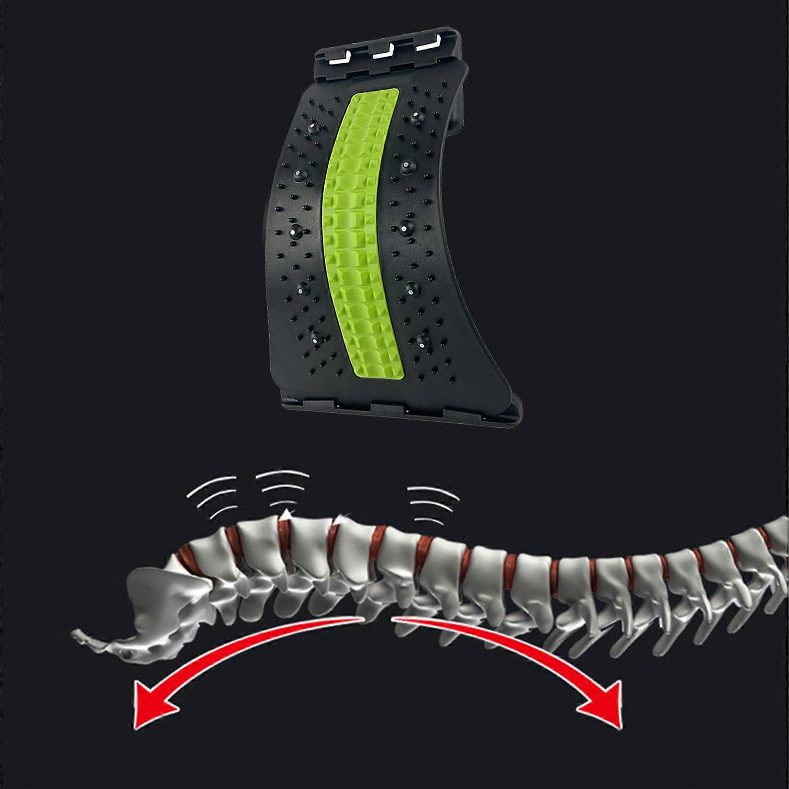 Back Massager Board Adjustable Level Lumbar Back Cracker Stretcher Board Spine Deck 4 Level Green and Black
