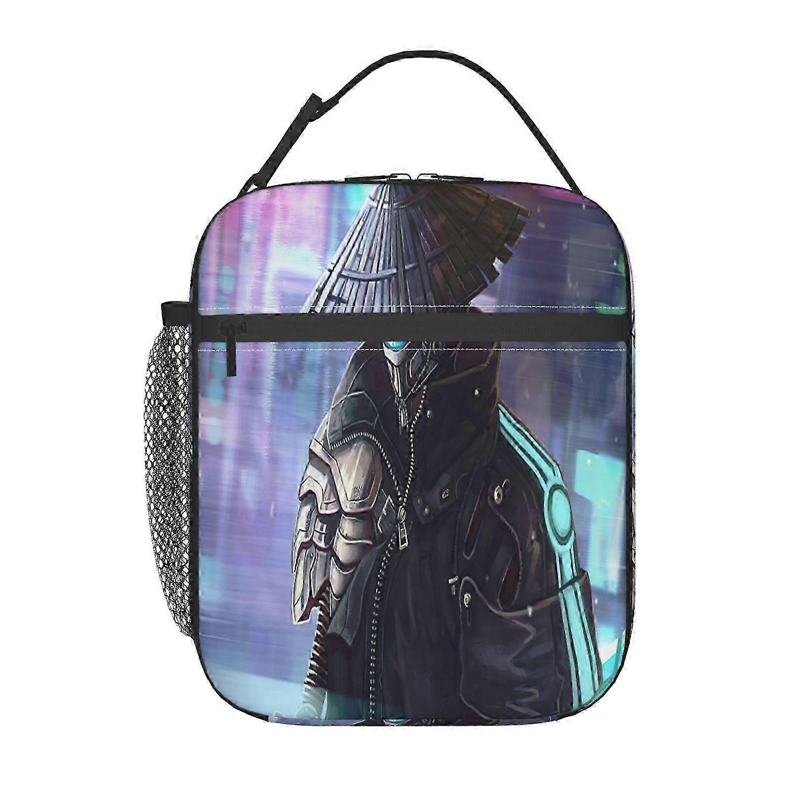 i220 Cyberpunk Heroes Lunch Bag Solar-Powered Version, USB Charging Port for Mobile Devices During Outdoor Activities o220