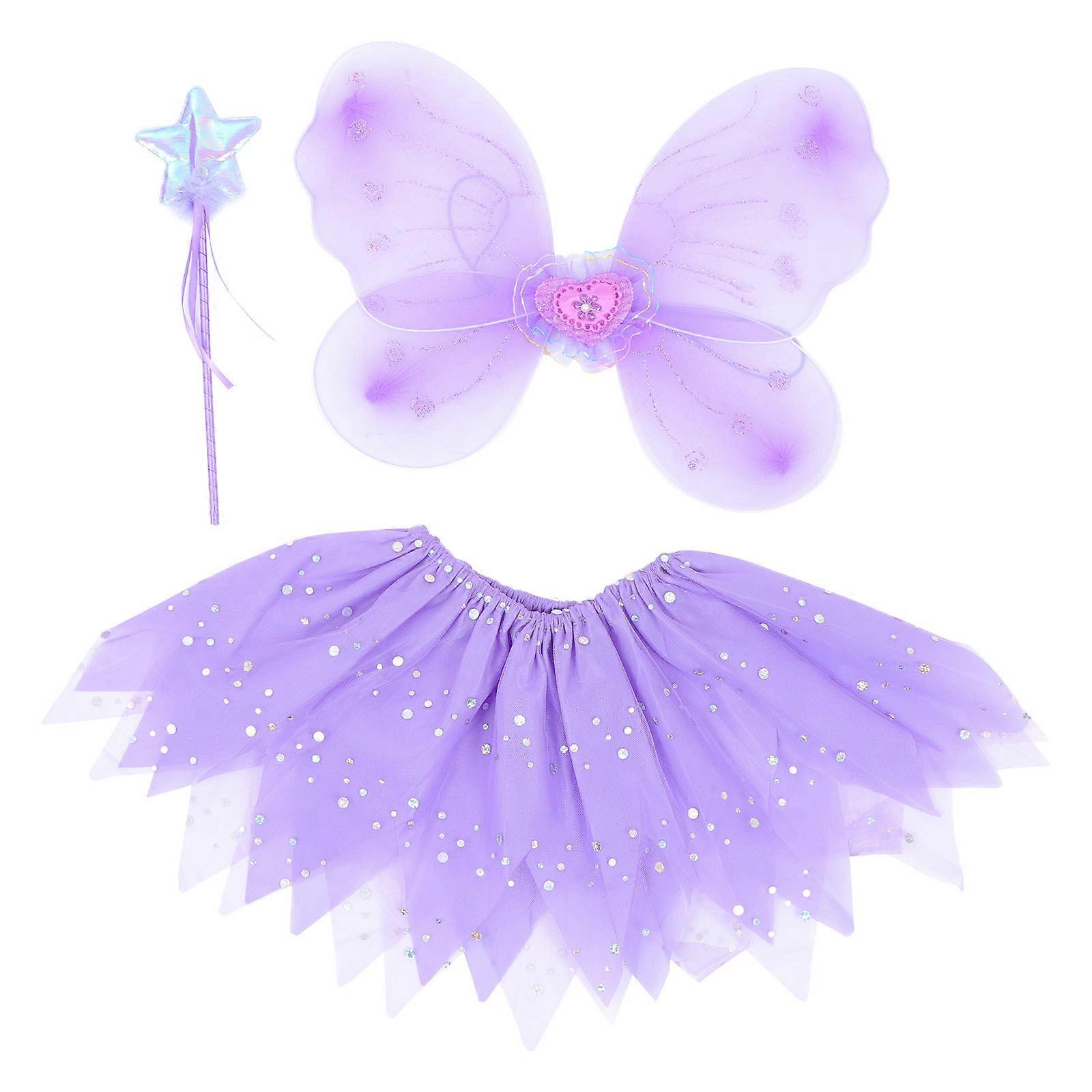 Kids Butterfly Wings Costume Set Gauze Material For Role Playing Photography 1Set
