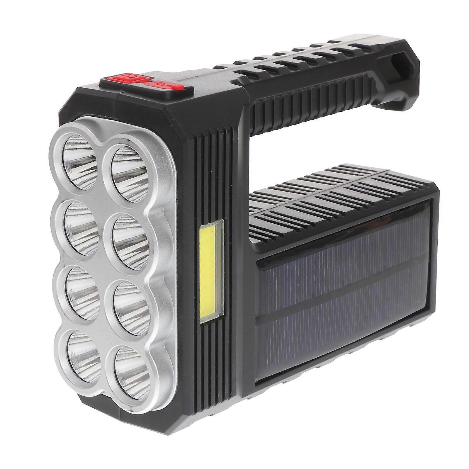 USB Rechargeable Solar LED Spotlight, Handheld Outdoor Work Light for Camping, Fishing, Emergency Use – Durable, Portable Design with High Capacity