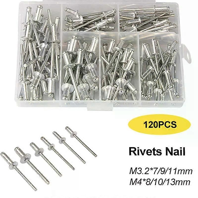 120Pcs Riveter Set Pop Rivet Gun Assortment Kit Hand Tools Rivet Nut Tool~00235