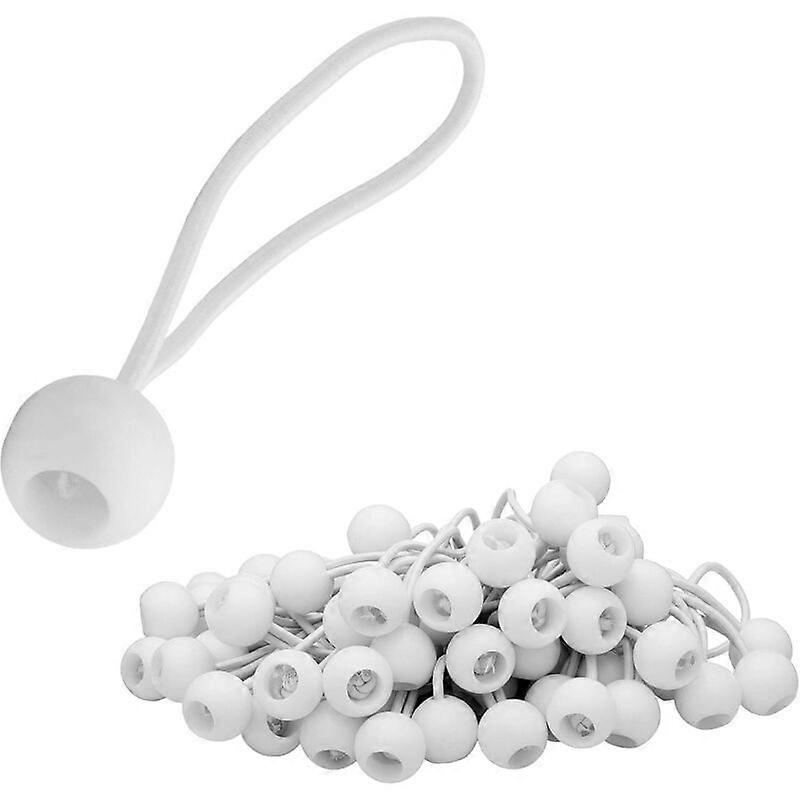 50x Corde elastiche, Ganci elastici con palla di plastica, Tende elastiche per teloni, Gazebo da giardino, Tende, Bianco ad alta tensione