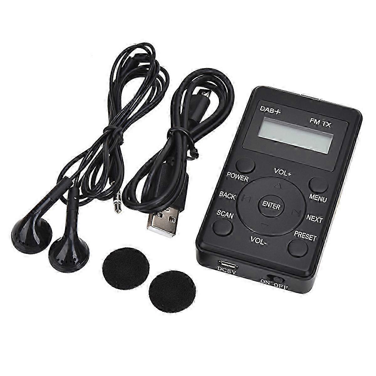 Portable Radio Mini Pocket FM DAB+ Digital Display Stereo Receiver LCD Built-In Battery Earphone Sup Edition 0708