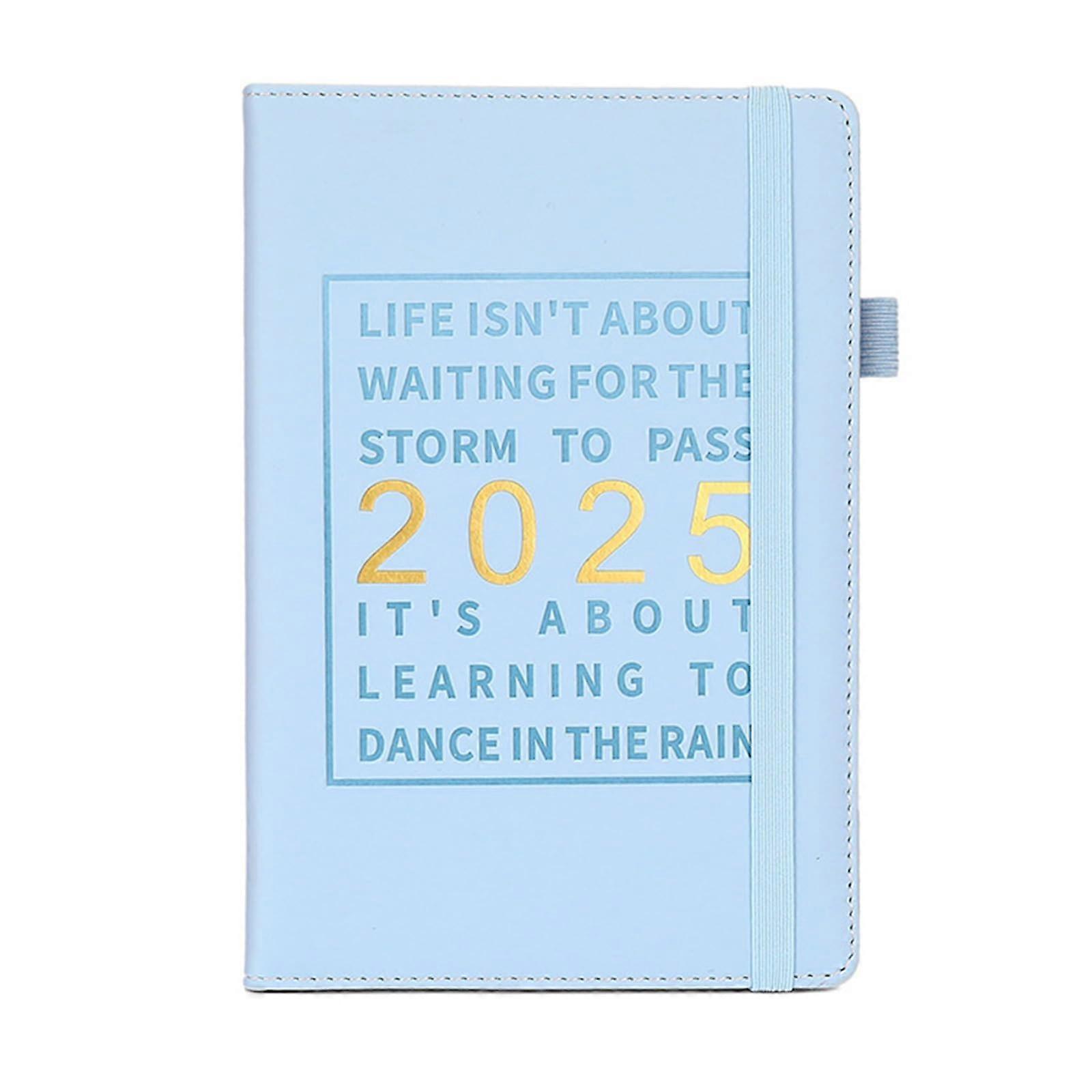 2025 Leather Planner Academic Journal Weekly Monthly Planner with Rubber Band, Pen Holder, Schedule Blue