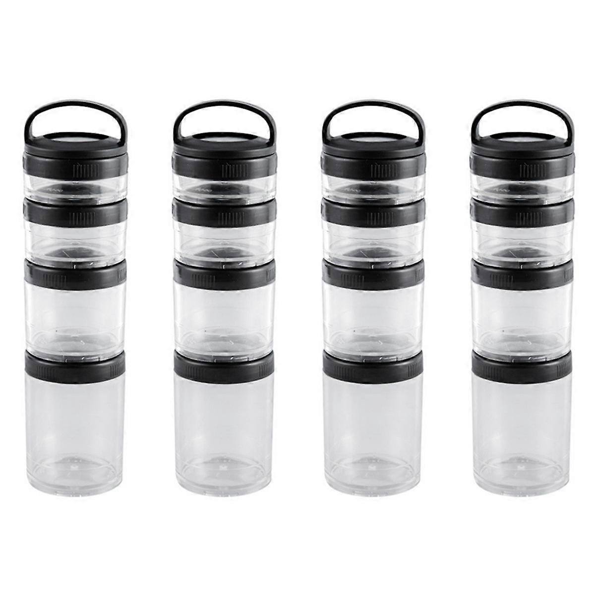 4 Stackable Snack Cups for School and Travel Transparent Black