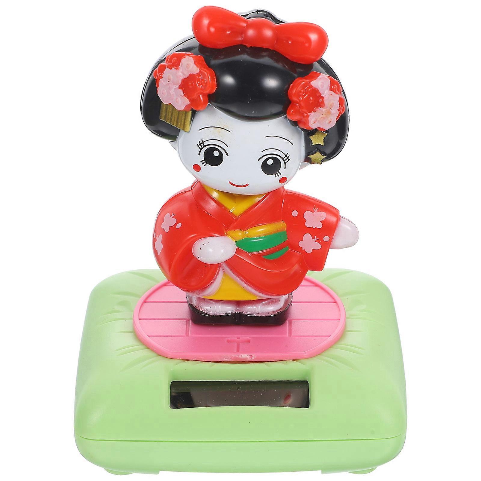 Solar Dancing Figurines Nodding Kimono Doll Standing .7X7.7X10CM Head Shaking 1Pcs