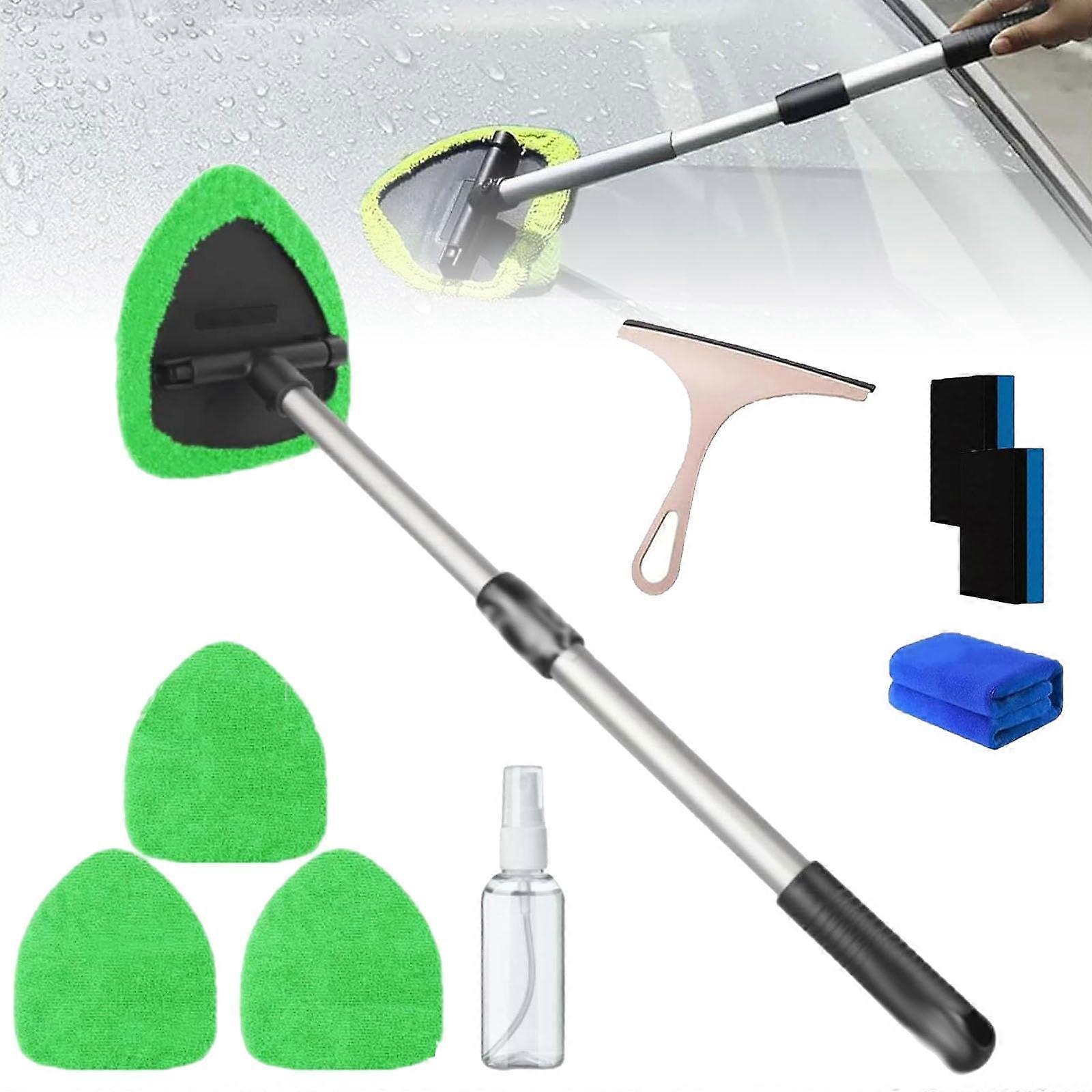 Hicaly Windshield Cleaner, Car Window Cleaner with 3 Microfibre Pads (Green)