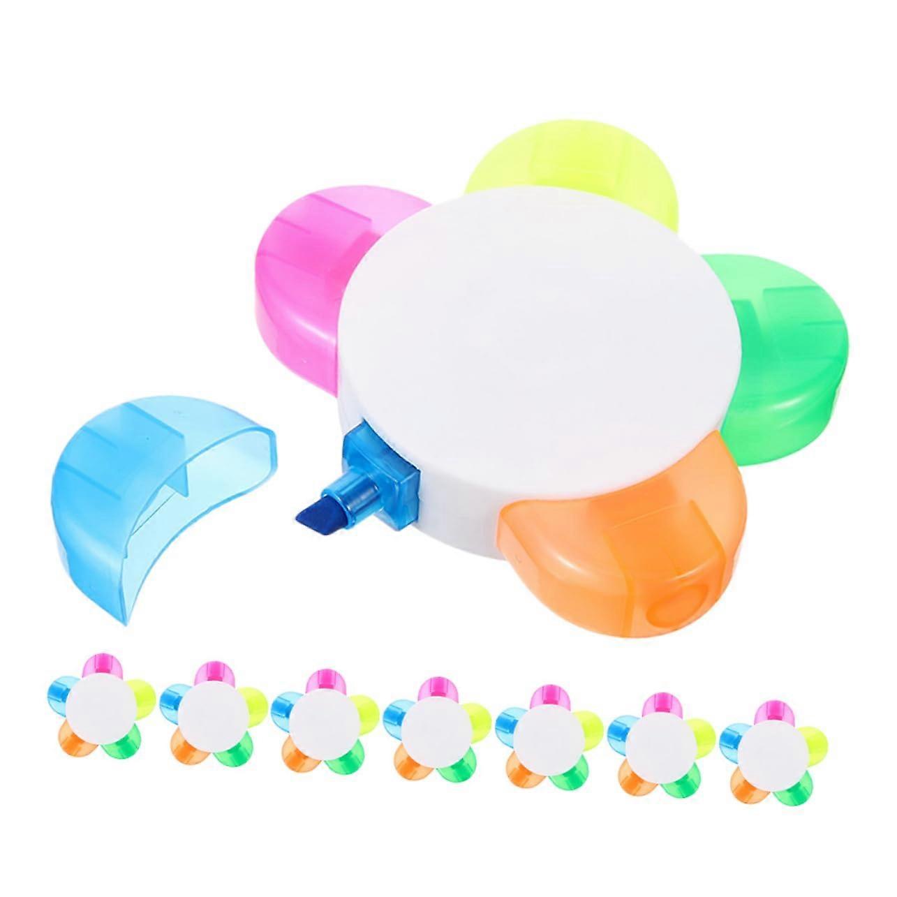 8piece highlighter set: 5in1 highlighter in multicolor flower shape for kids, petals, school, office, and crafts, lightweight and portable