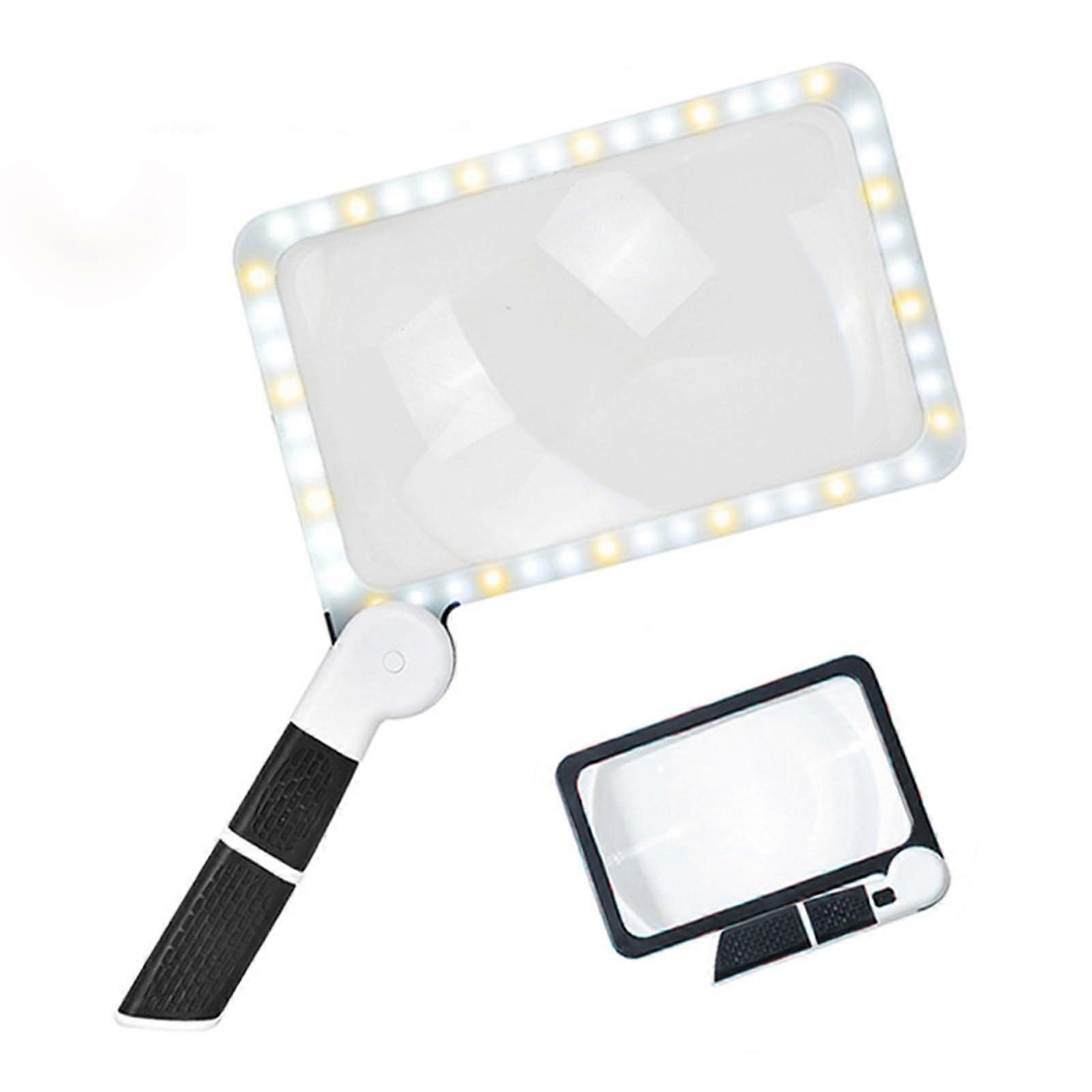 5x Reading Magnifier with 48 LEDs, Foldable and Dimmable, Handheld Magnifying Glass with Light