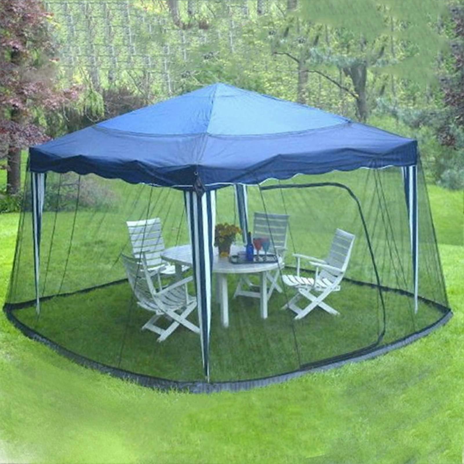 Patio umbrella screen netting cover, sunshade net, adjustable, double zipper, windproof, black