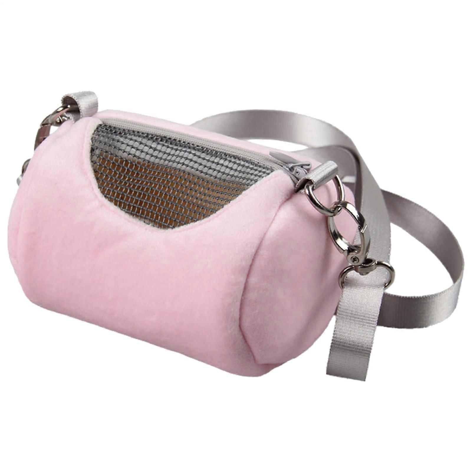 Guinea Pig Carrier Bag, Travel Tote for Small Animals, Breathable Pink Pet Backpack with Mesh Window for Rabbits and Hamsters