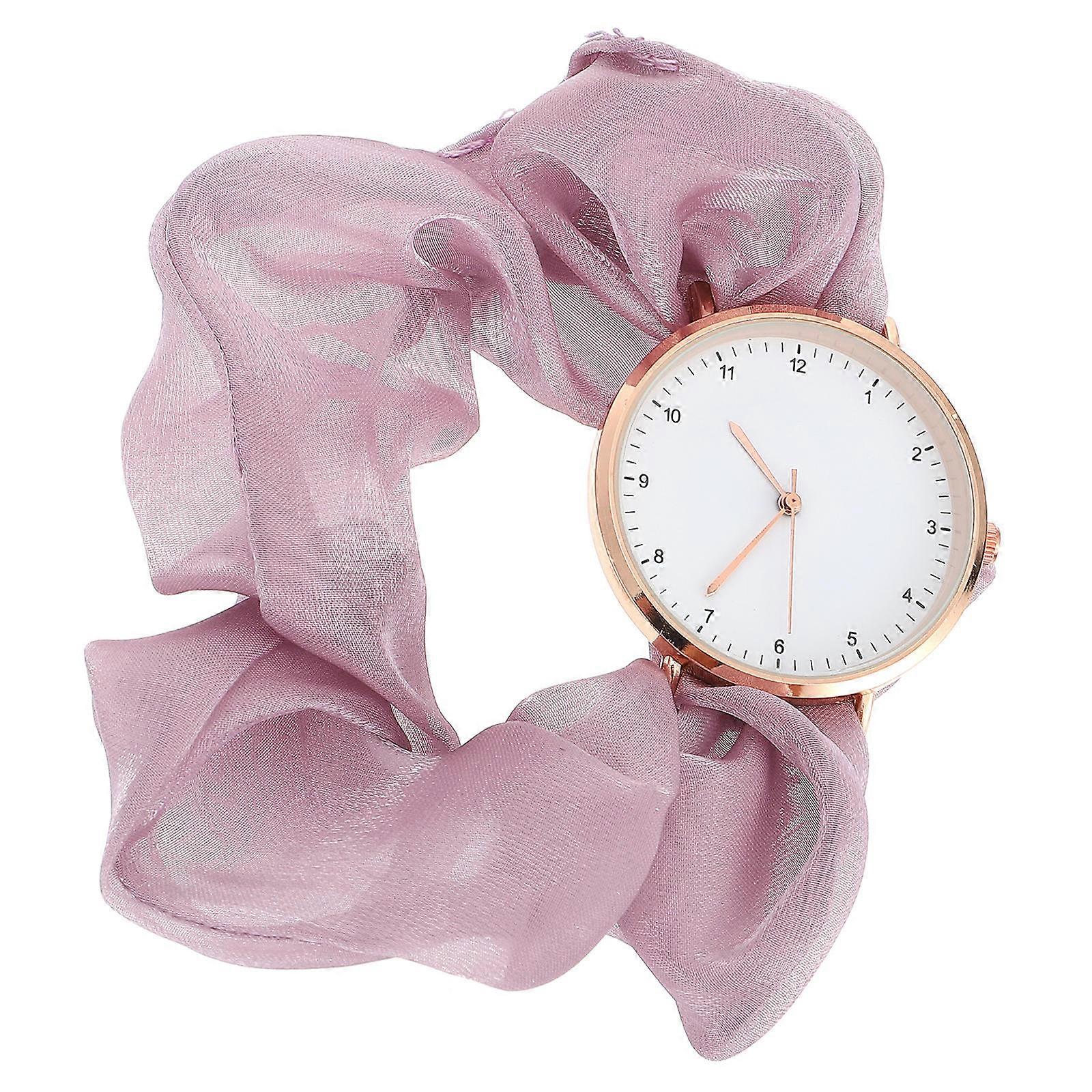 1pc Lightweight Quartz Watch for Girls with Ribbon Strap Decorative Timepiece