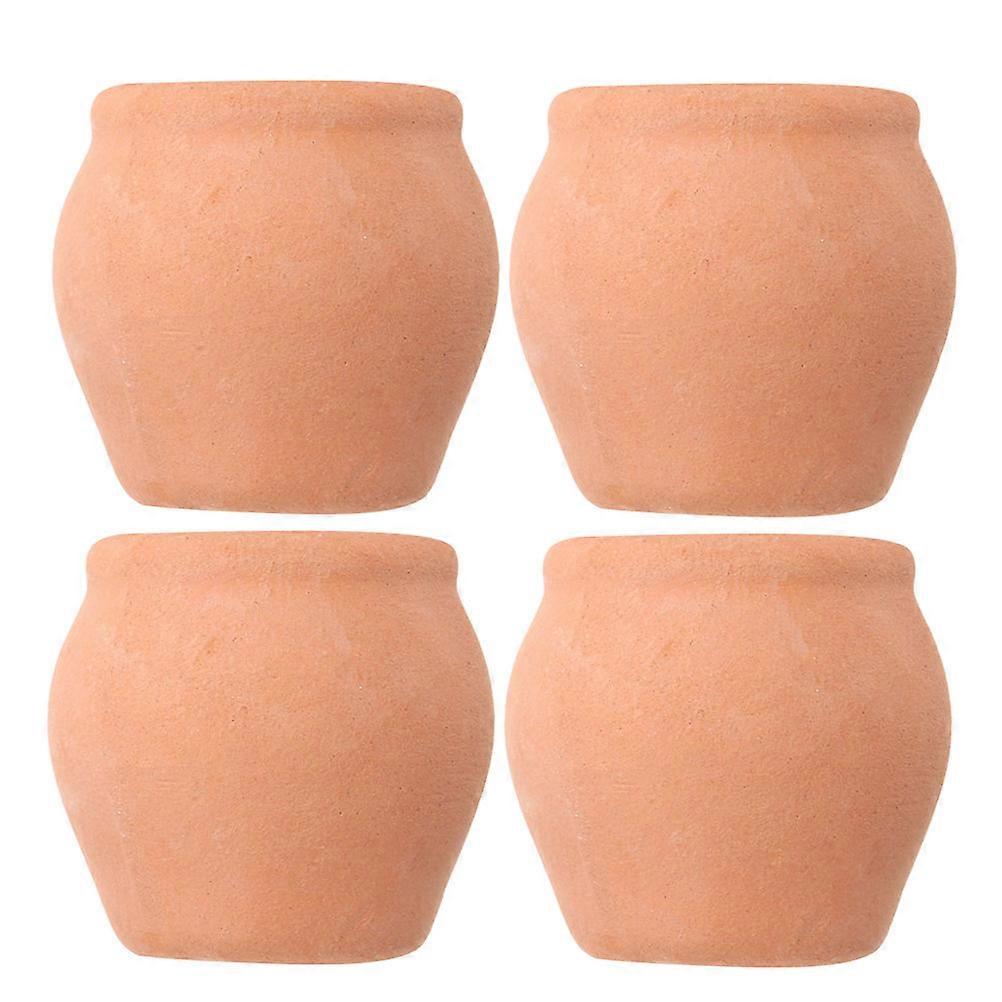 Multifunctional Succulent Pots Mini Ceramic Pots for Home Use 4Pcs Red