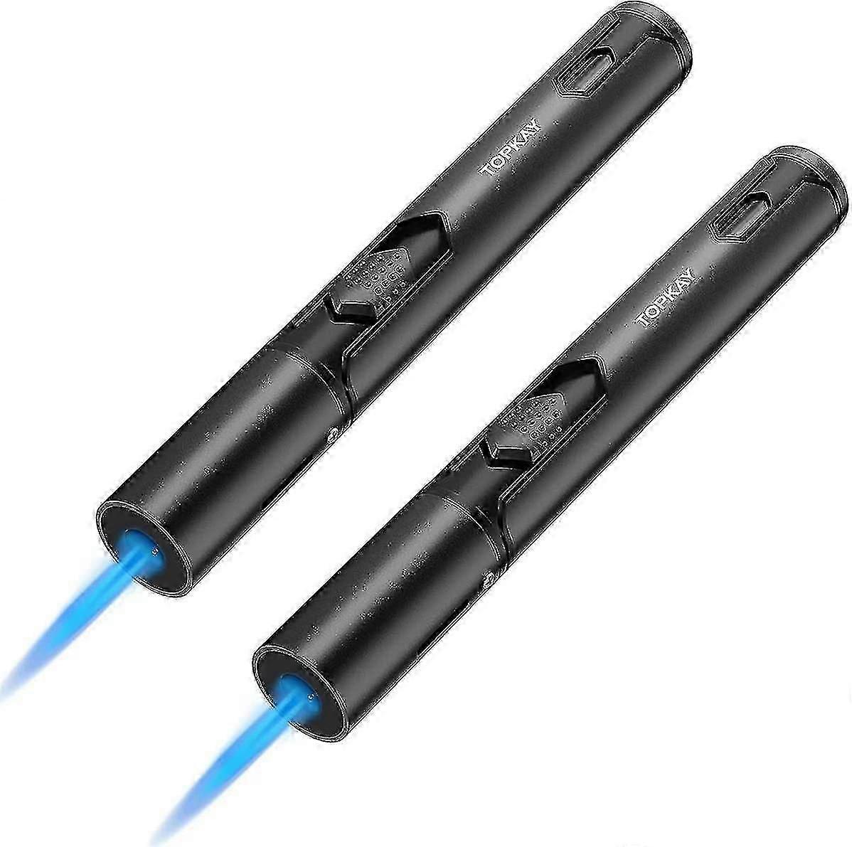 Kryc Torch Lighters, 2 Pack, Butane Lighters, Adjustable Jet Flame Torch Lighters, Windproof Butane Refillable Gas Torch Lighter Long Lighter For Cand